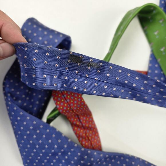 Brooks Brothers Silk Ties Mens Set of 3 Green Blue Red Made Italy USA Patterned - Picture 5 of 5